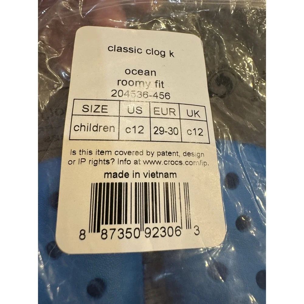 Crocs Big Kids Classic Clog K Slip On Summer Shoes Size C 12 Blue!